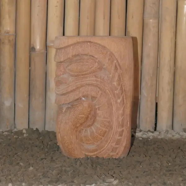 Product image 5 of the product “Tiki Statue as Stool - Polynesia style. From coconut palm 30cm Height. Approx. 22cm dia. Model 21 - Tongue out 2 ”
